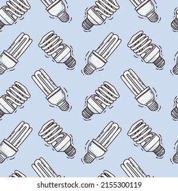 seamless pattern with light  bulbs. Cute hand drawn illustrations.