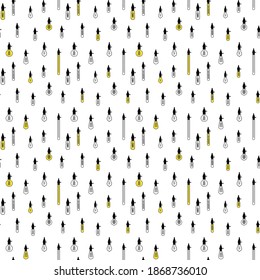 Patrón sin foco de bombillas. Lámpara eléctrica para el fondo. Esbozo de la línea del perro decoración ornamental. Ilustración del vector