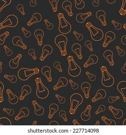 Seamless  pattern with light bulbs.  For website design, blog, www, desktop wallpaper, scrapbook, invitation and card. Sign of creative and invention 