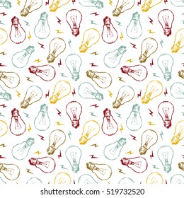 Seamless pattern - Light color bulb hand drawing