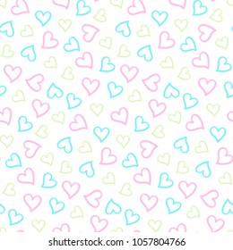 Seamless pattern with light colors hearts
