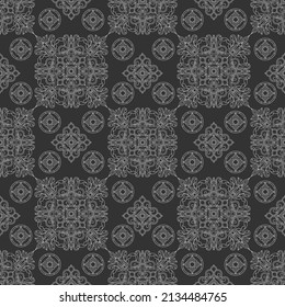 Seamless pattern with light contour abstract patterns and colors on a dark background