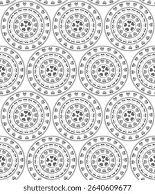 Seamless pattern of light and dark gray circles mandala 3D effect design with white background heart textured pattern for textiles and wallpapers