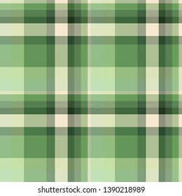 Seamless pattern in light and dark green and beije colors for plaid, fabric, textile, clothes, tablecloth and other things. Vector image.
