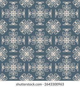 Seamless pattern with light flowers for background. Delicate fantasy ornament. Vector. Template for fabric and textile, wallpaper, packaging, cover.