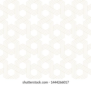 Seamless pattern Light golden texture. Background in arabic style. Linear graphic design