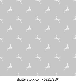 Seamless pattern with a light gray silhouette of the deer on gray background.