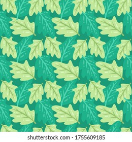 Seamless pattern of light green leaves and dark green leaves vector background nature illustration. Perfect for T-shirt, bag, shoes design pattern and printing media.
