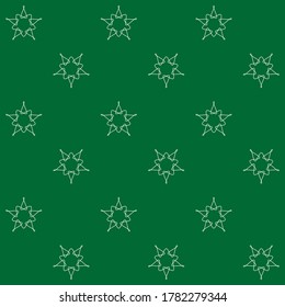 Seamless pattern with light green like star shapes and green background.