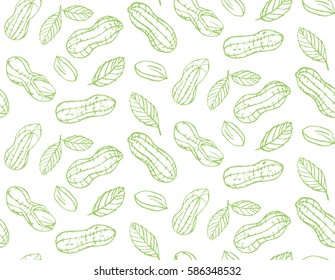Seamless pattern light green peanuts.