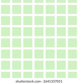 Seamless pattern with light green and white square grid. Minimal geometric background with repeating checkered design. 