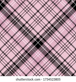 Seamless pattern in light pink, black and white colors for plaid, fabric, textile, clothes, tablecloth and other things. Vector image. 2
