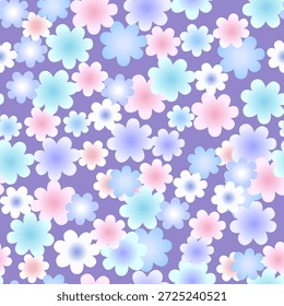 Patrón sin fisuras con flores de color rosa claro y azul sobre un delicado fondo violeta. Diseño para el Fondo de pantalla, ropa, embalaje, tela, cubierta, textiles.
