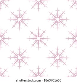 Seamless pattern in light pink snowflakes for fabric, textile, clothes, tablecloth and other things. Vector image. 