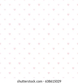Seamless Pattern of Light Pink Tiny Hearts on White Background