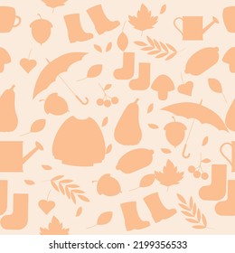 Patrón sin foco de la silueta de luz del otoño. Ilustración vectorial.