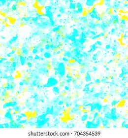 Seamless pattern Light splatter texture with blue, yellow, white colors. Abstract vector background for web page, banners, fabric, home decor, wrapping 