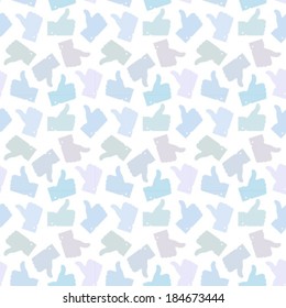Seamless Pattern. Light Thumb Up Icons. Vector Illustration 