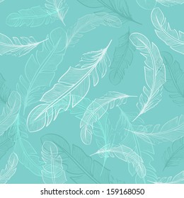 Seamless Pattern Of Light Transparent Bird Feathers