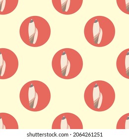 seamless pattern light yellow coral circle silhouette of gray pink sea shell vertical classic vector