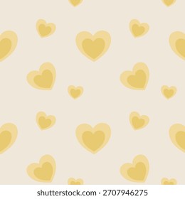 Seamless pattern with light yellow hearts against a soft cream background.