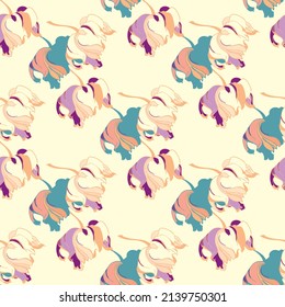 seamless pattern light yellow vintage three orange tulips vector