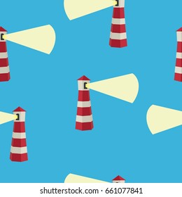 seamless pattern  lighthouse. beacon shines
