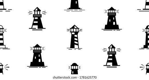 Seamless pattern with Lighthouse. Icon design. Template elements