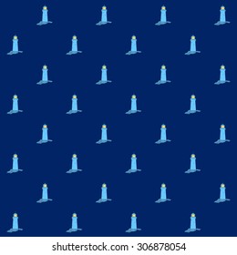 Seamless Pattern with  Lighthouse on a Blue Background , Seamless Pattern with Marine Element for Web Design or Wallpaper or Fabric,  Vector Illustration
