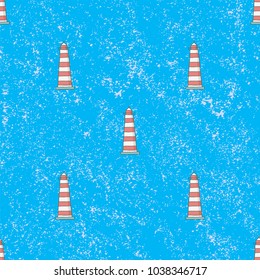 Seamless pattern lighthouses background. Vintage vector illustration