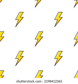 Seamless pattern with lightning. Flat vector illustration. For printing on T-shirts and other purposes.