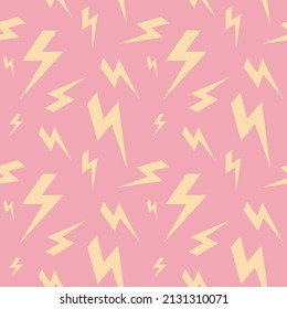 Seamless pattern with lightning on a pink background in a flat style.Vector illustrationv