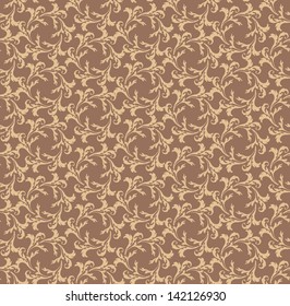  Seamless pattern with lightning ornament on chocolate brown background. Floral Retro Texture