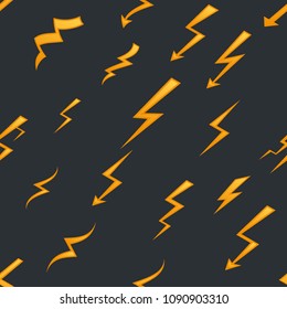 Seamless pattern lightning thunder bolt pictogram icons set elements design vector illustration