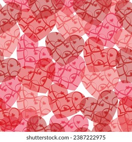 Seamless pattern with ligt blue hearts on dark blue background. Seamless pattern. Multicolored hearts.