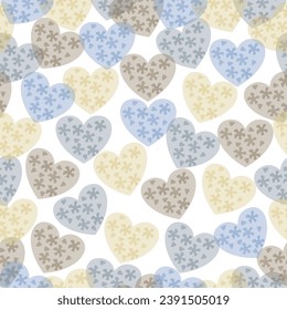 Seamless pattern with ligt blue hearts on dark blue background. Fashion illustration seamless pattern.