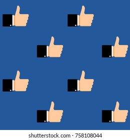 Seamless pattern like hand. Social media confirmation and positive. Vector illustration