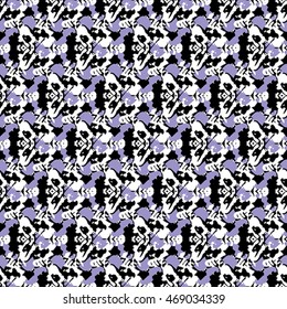 Seamless pattern with lilac, black and white elements