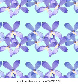 Seamless pattern Lilac branch flowers blooming spring  on light Vector illustration
