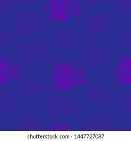 Seamless pattern with lilac corals on a blue background.
