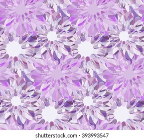 Seamless pattern with lilac floral guilloche. Amethyst crystal seamless guilloche pattern. Seamless floral pattern. Violet seamless background. Guilloche design line art pattern. Vector illustration