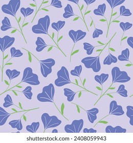 Seamless pattern with lilac flowers. Colorful cute floral seamless pattern. Vector.