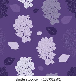 Seamless pattern of lilac flowers on a purple background