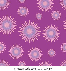 seamless pattern with lilac flowers on dark lilac background. Elegant illustrations for textile or fabric printing. Fresh summer motives