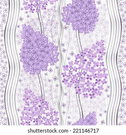 Seamless pattern with lilac flowers. Vector illustration. 