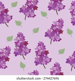 Seamless pattern with lilac flowers. Vector illustration