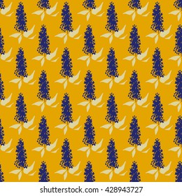 Seamless pattern with lilac flowers. Vector illustration.