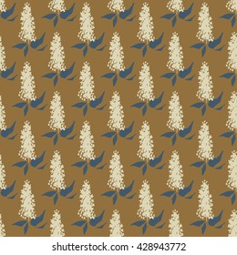 Seamless pattern with lilac flowers. Vector illustration.