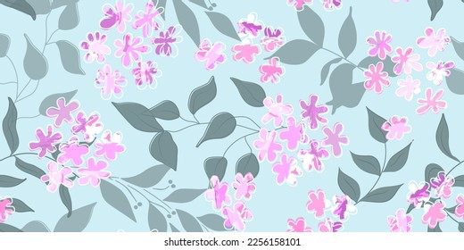 Patrón sin soldadura con flores de lilo.Resumen de fondo floral para cubiertas, textiles, papel pintado y otros usos