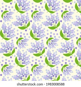 seamless pattern of lilac forget-me-nots. vector illustration. suitable for wrapping paper, wallpaper, decoration.